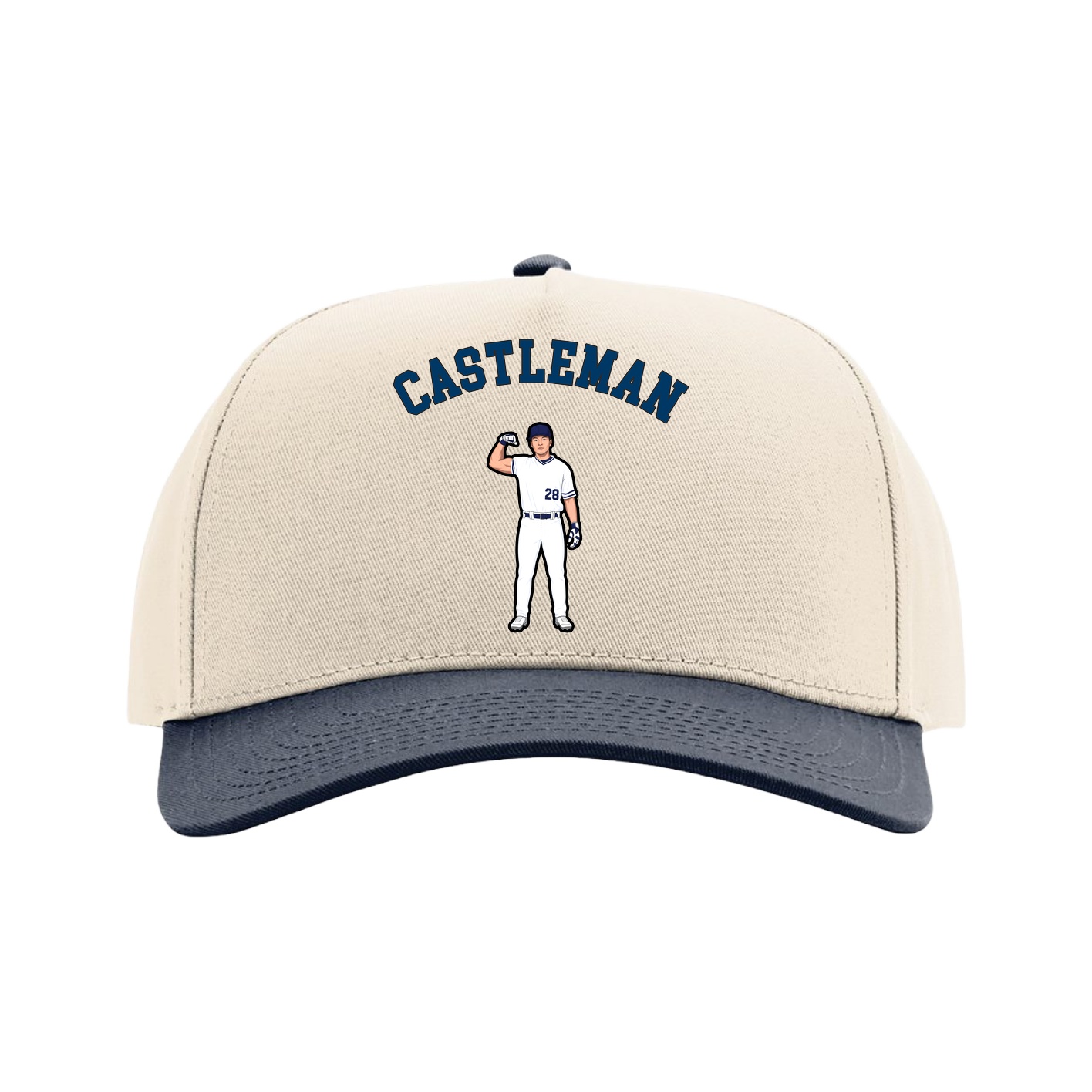 Full Fabric Five-Panel Champ Cap — Shirsey Arch in Cream/Navy