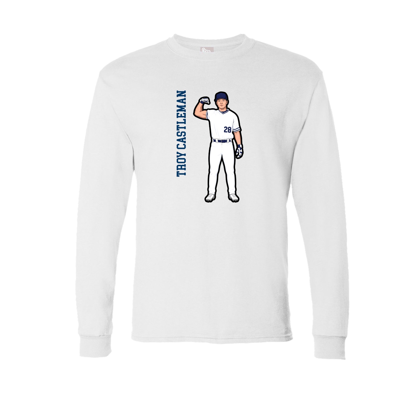 Long Sleeve Tee — Name Vertical in White