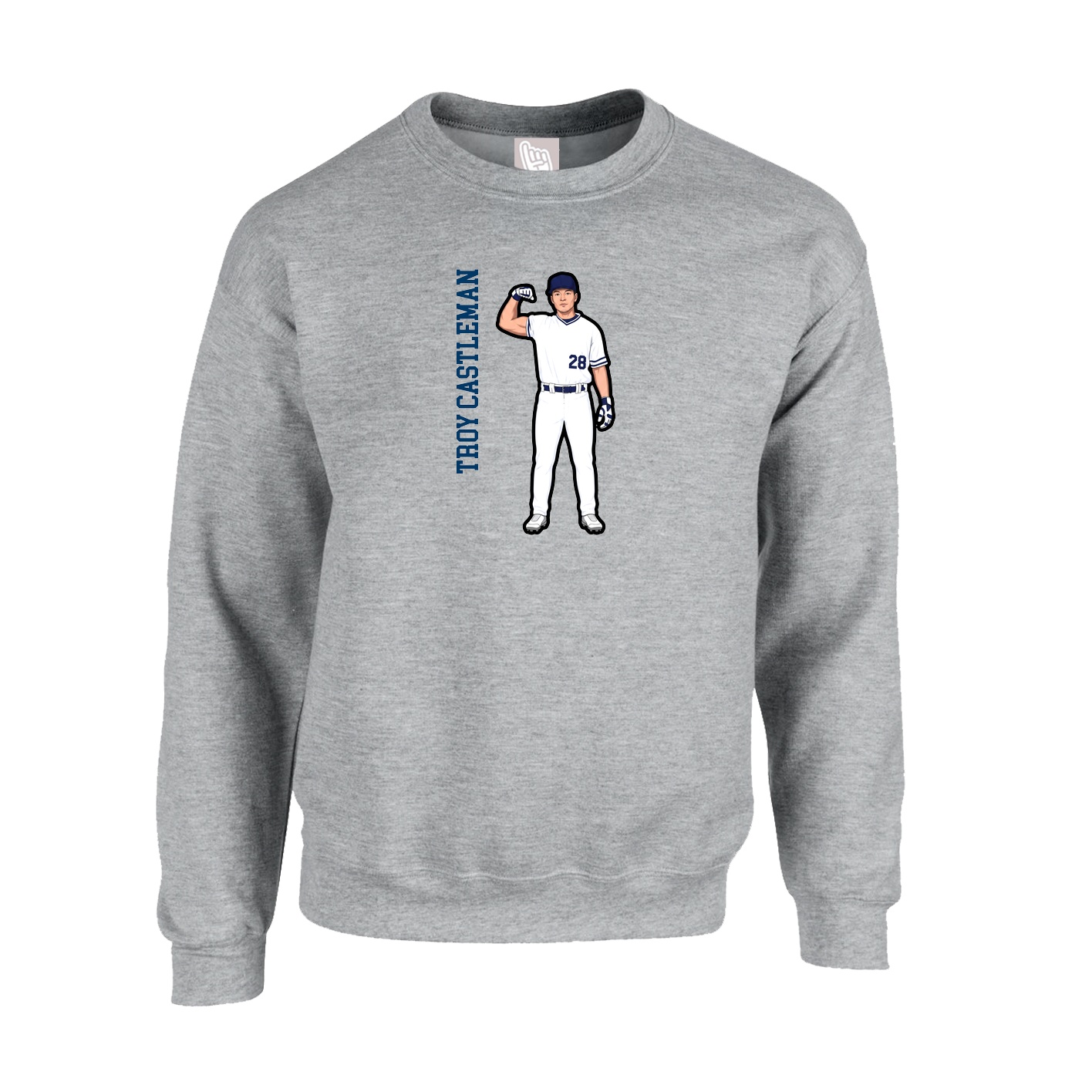 Fleece Crew — Name Vertical in Grey