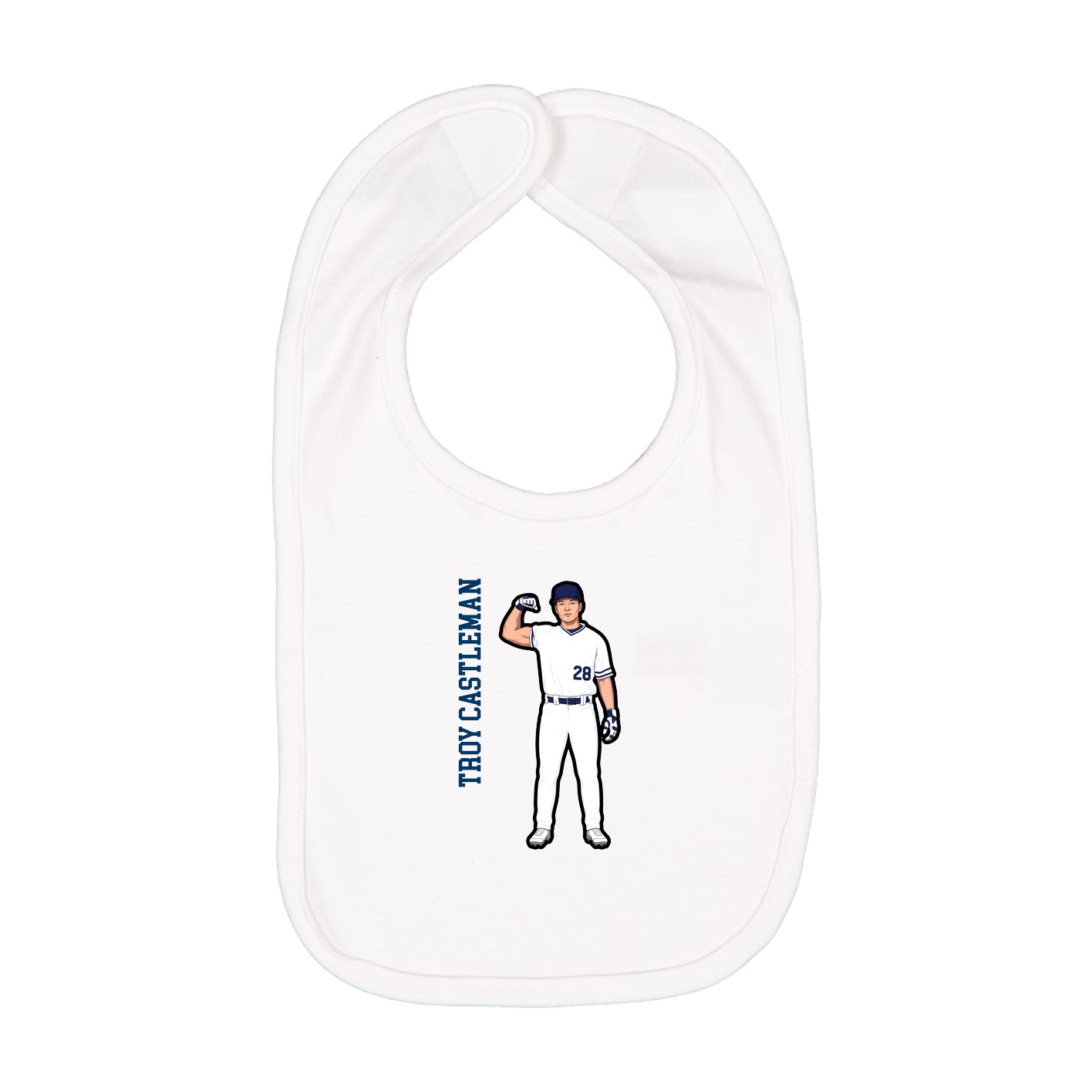 Infant Bib — Name Vertical in White