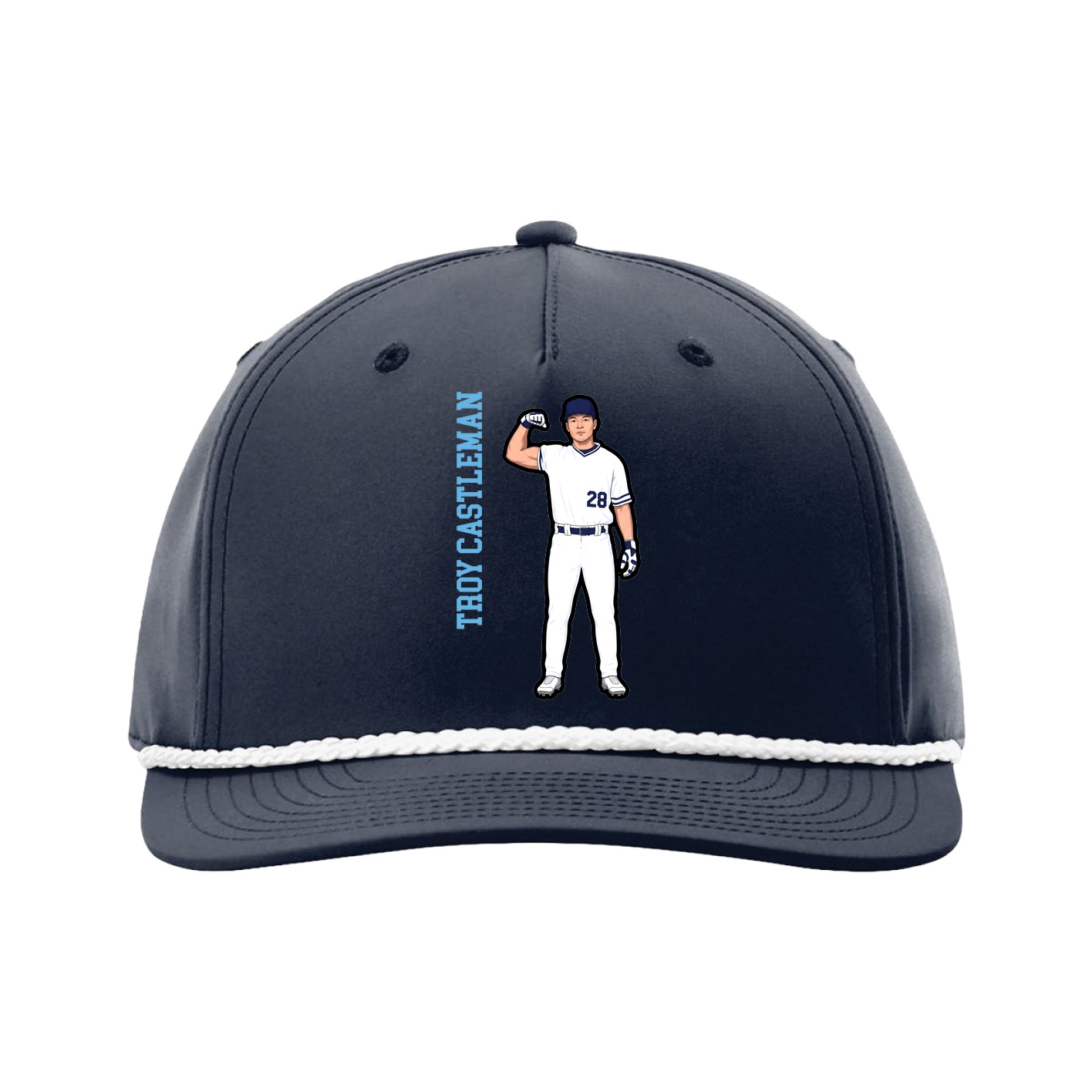 Five-Panel Classic Rope Cap — Name Vertical in Navy