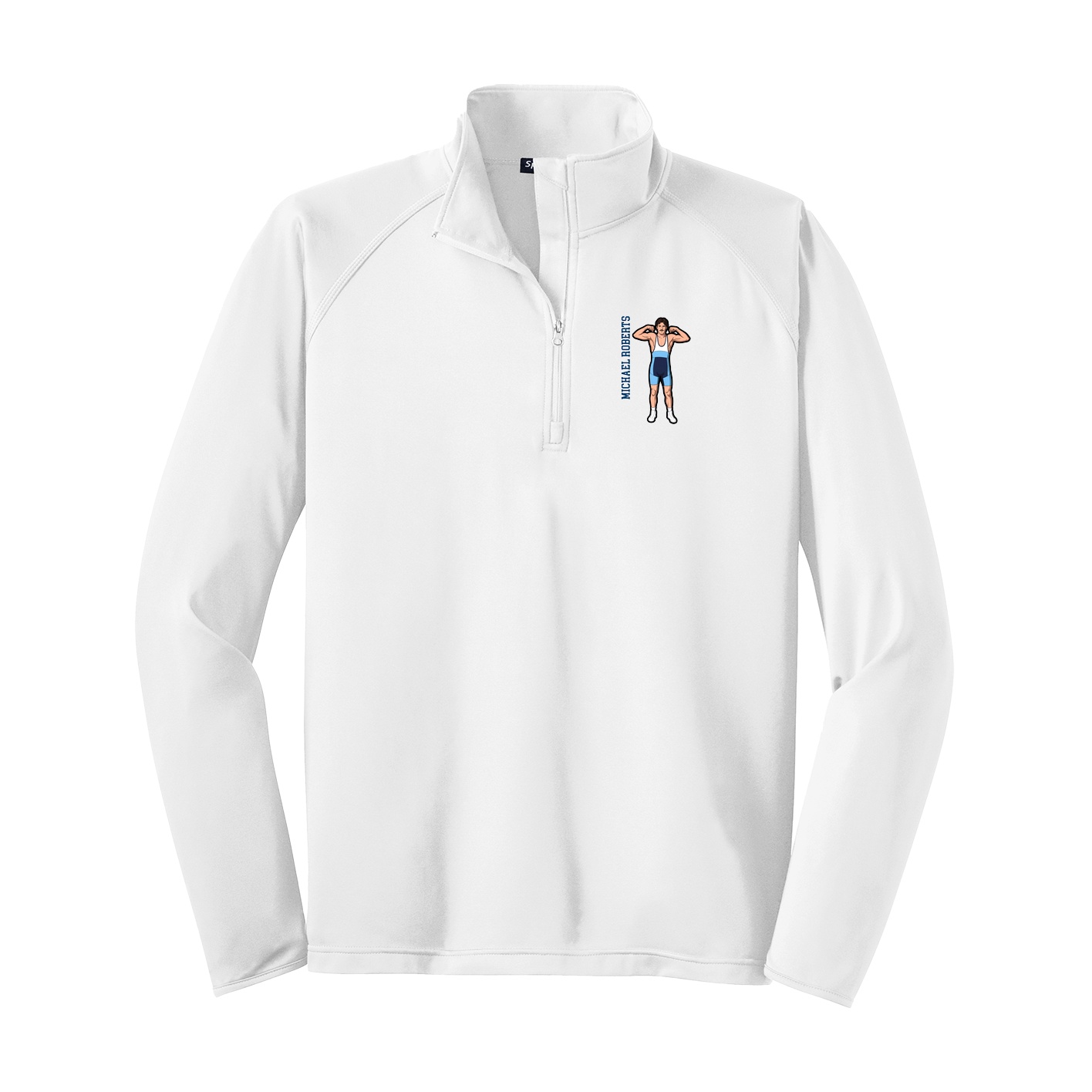 Q-Zip Pullover — Name Vertical in White