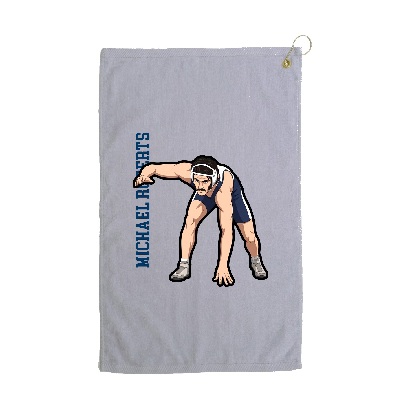 Golf Towel — Name Vertical in Grey
