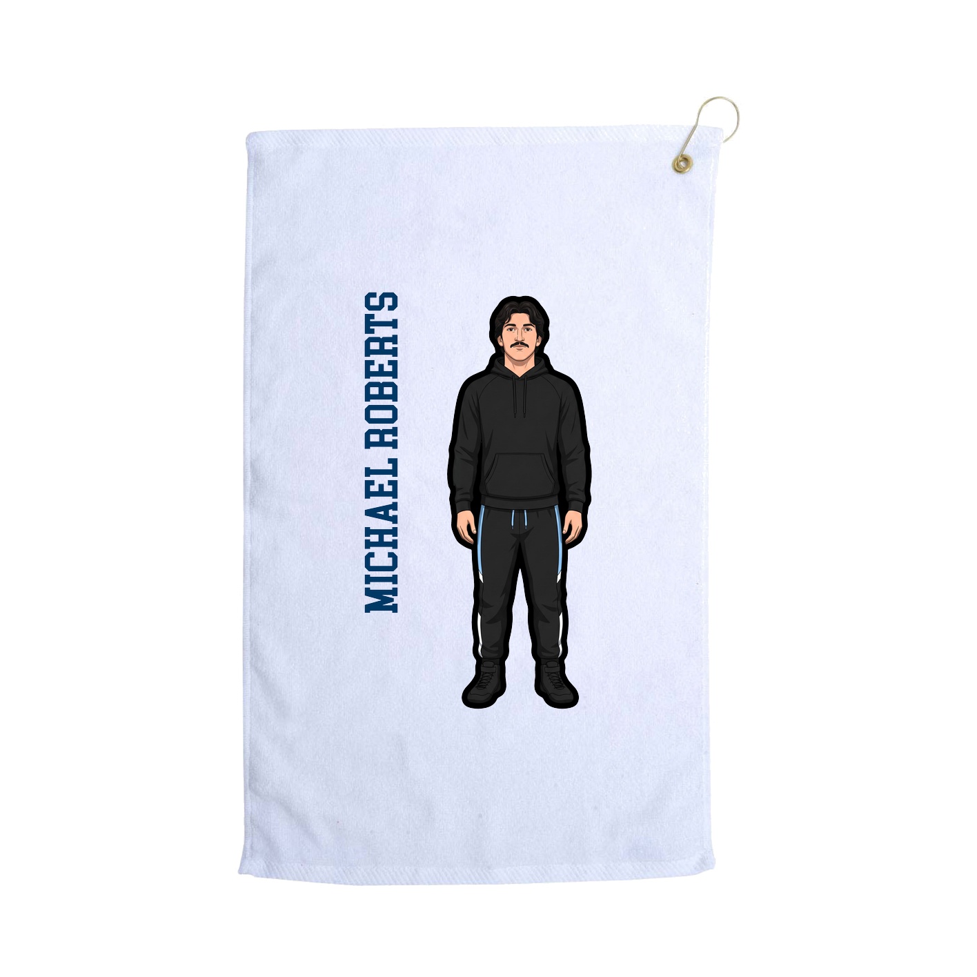 Golf Towel — Name Vertical in White