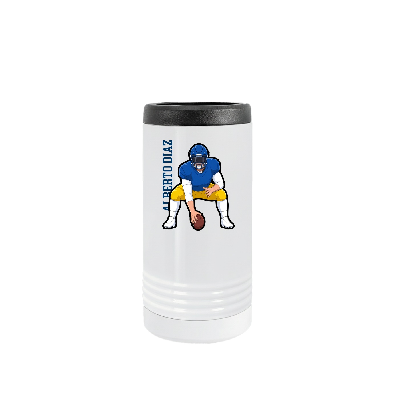 Slim Beverage Holder — Name Vertical in White
