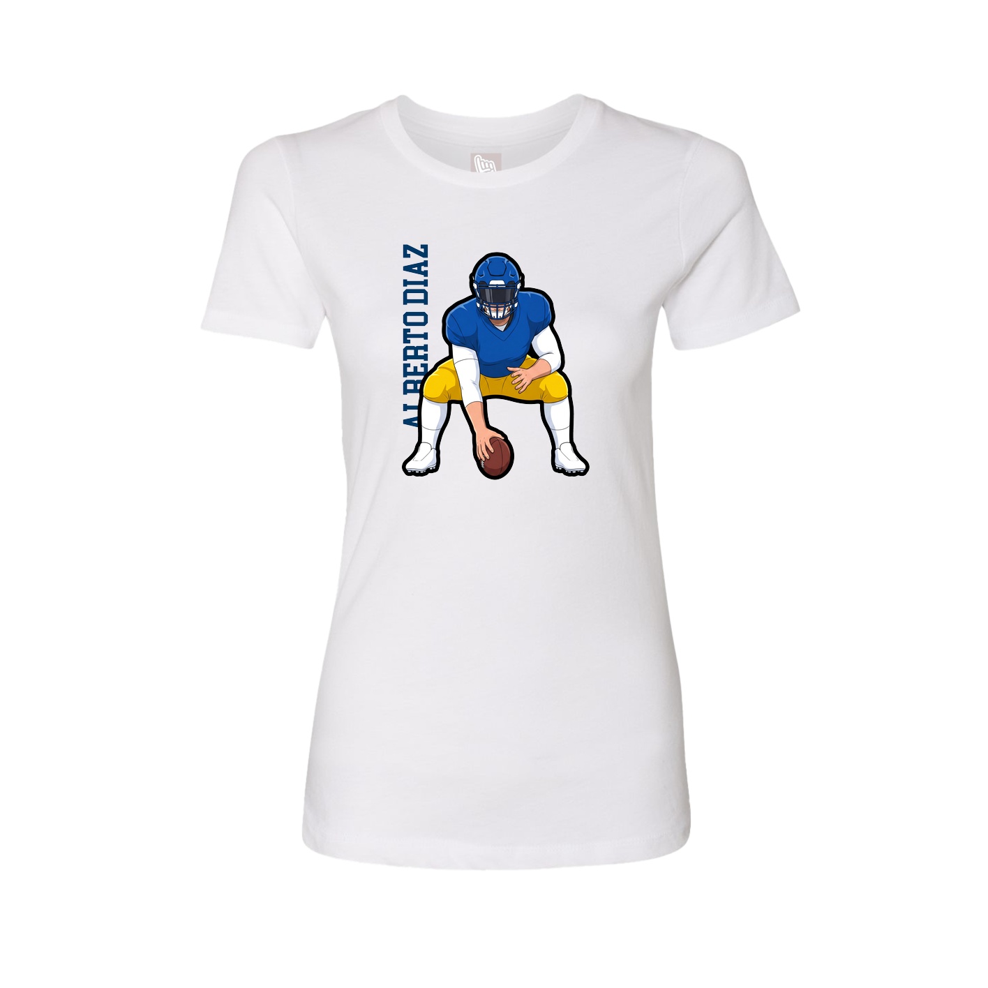 Womens Tee — Name Vertical in White