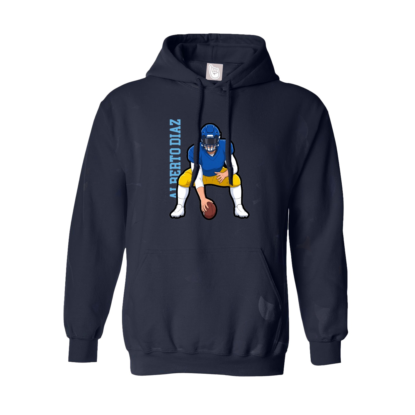 Hoodie — Name Vertical in Navy