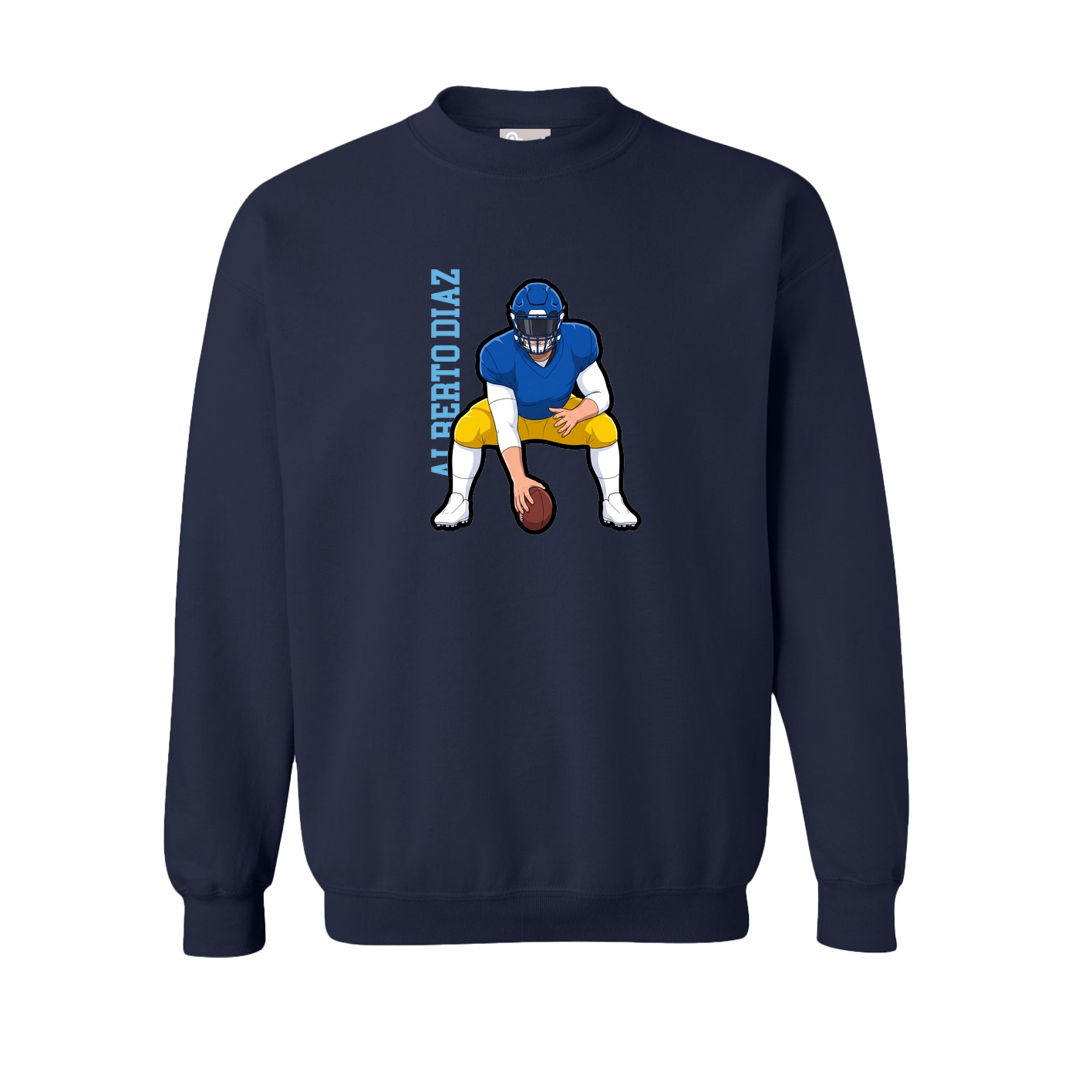 Fleece Crew — Name Vertical in Navy