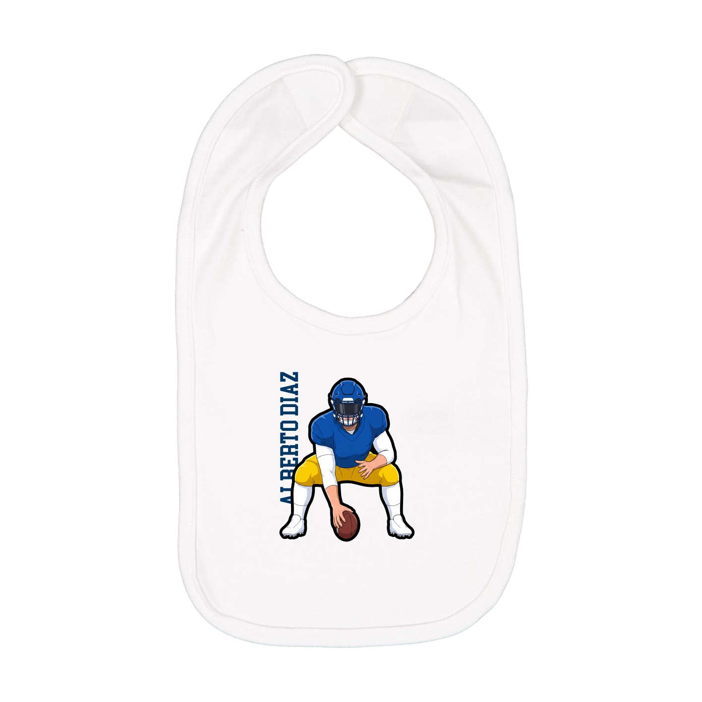 Infant Bib — Name Vertical in White
