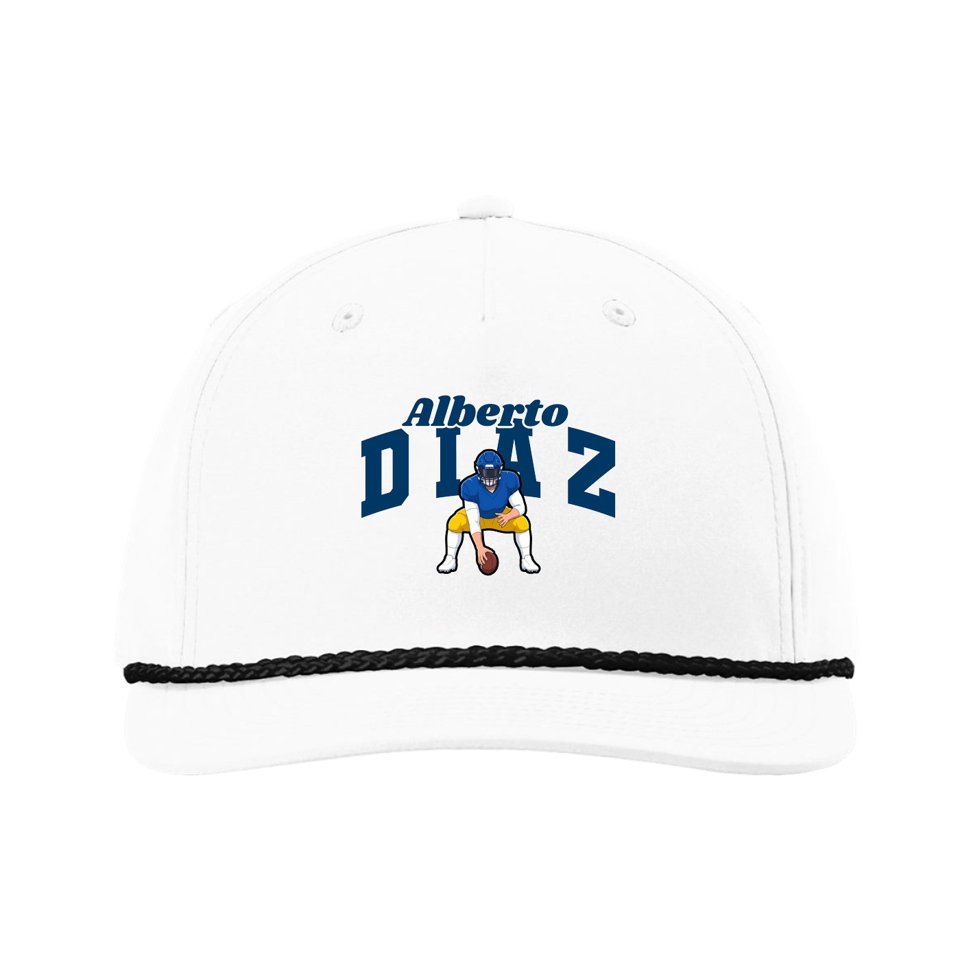 Five-Panel Classic Rope Cap — Signature Arch in White