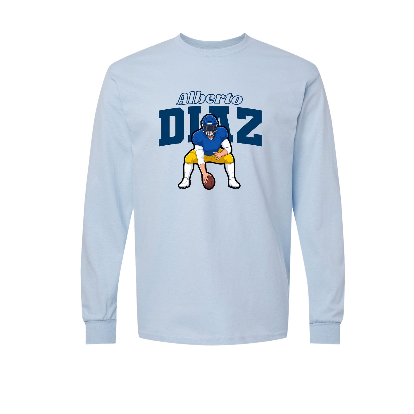 Long Sleeve Tee — Name Arch in Light Blue