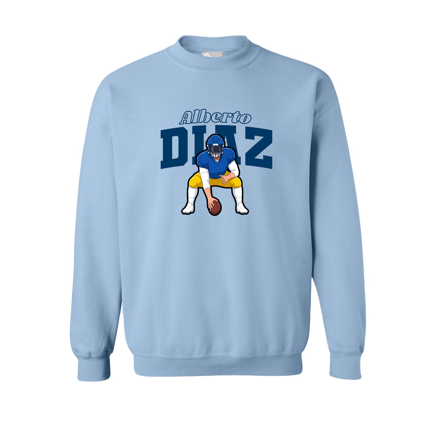 Fleece Crew — Name Arch in Light Blue