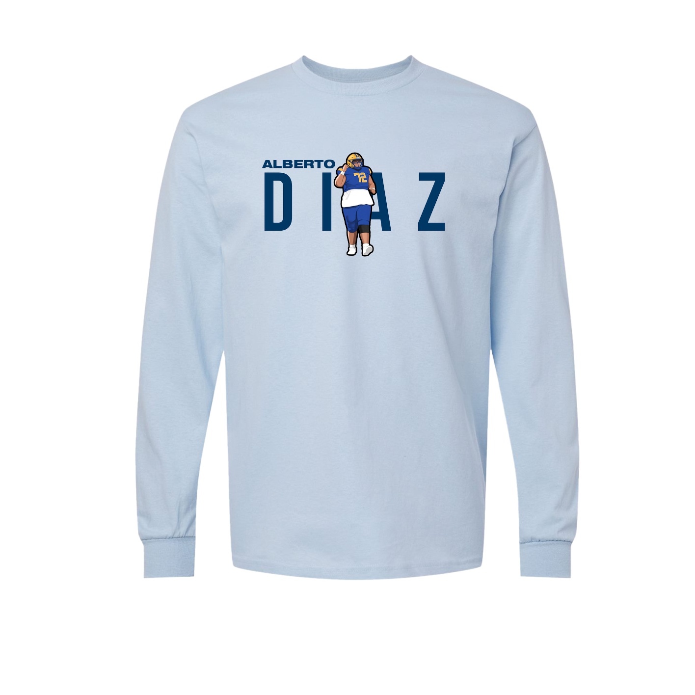 Long Sleeve Tee — Player Name in Light Blue