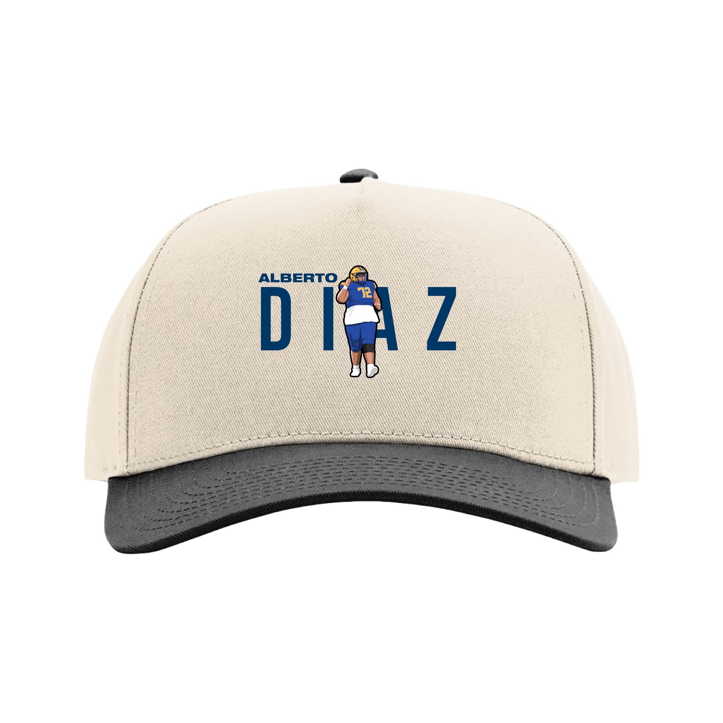 Full Fabric Five-Panel Champ Cap — Player Name in Cream/Black