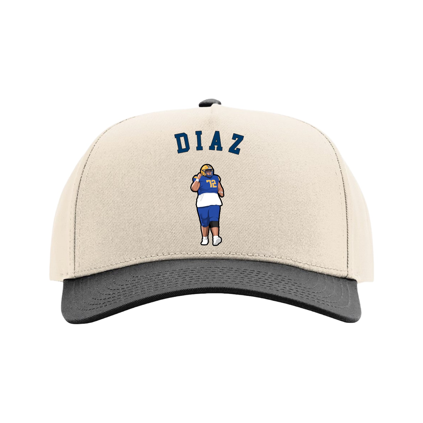 Full Fabric Five-Panel Champ Cap — Shirsey Arch in Cream/Black