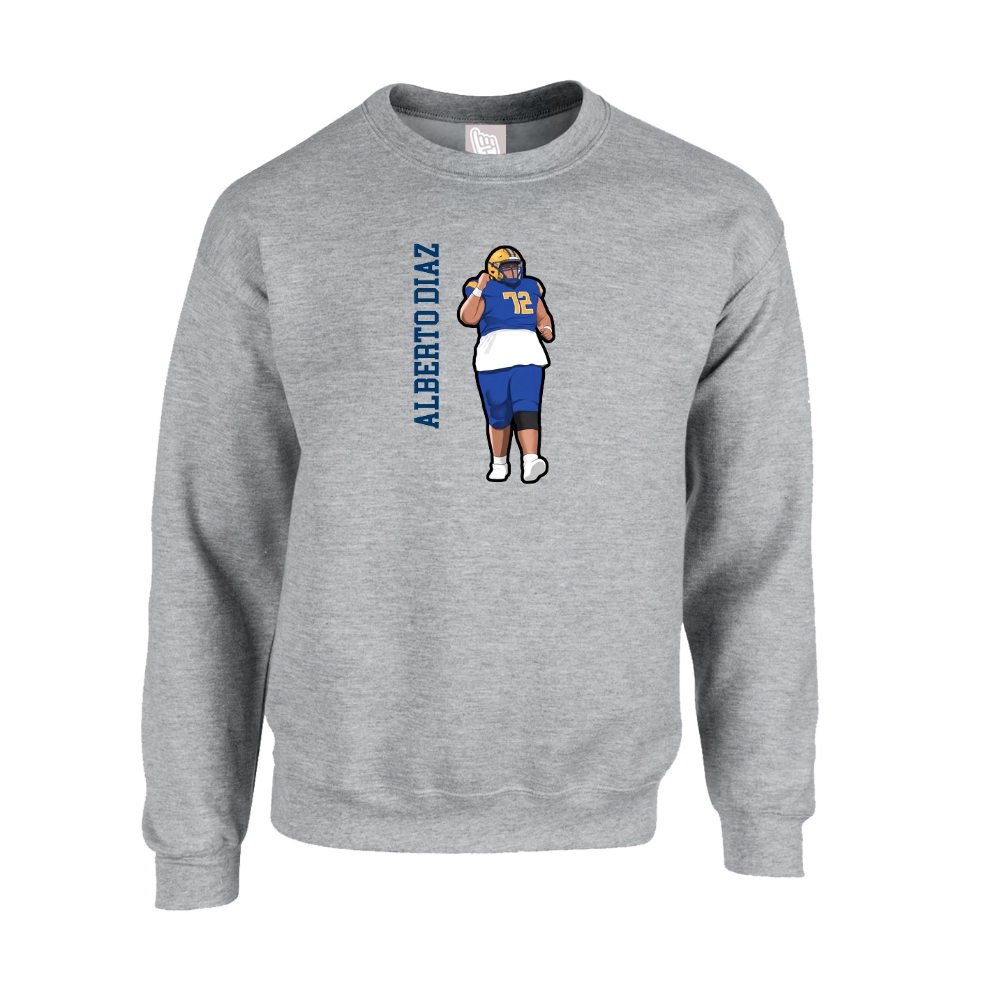 Fleece Crew — Name Vertical in Grey