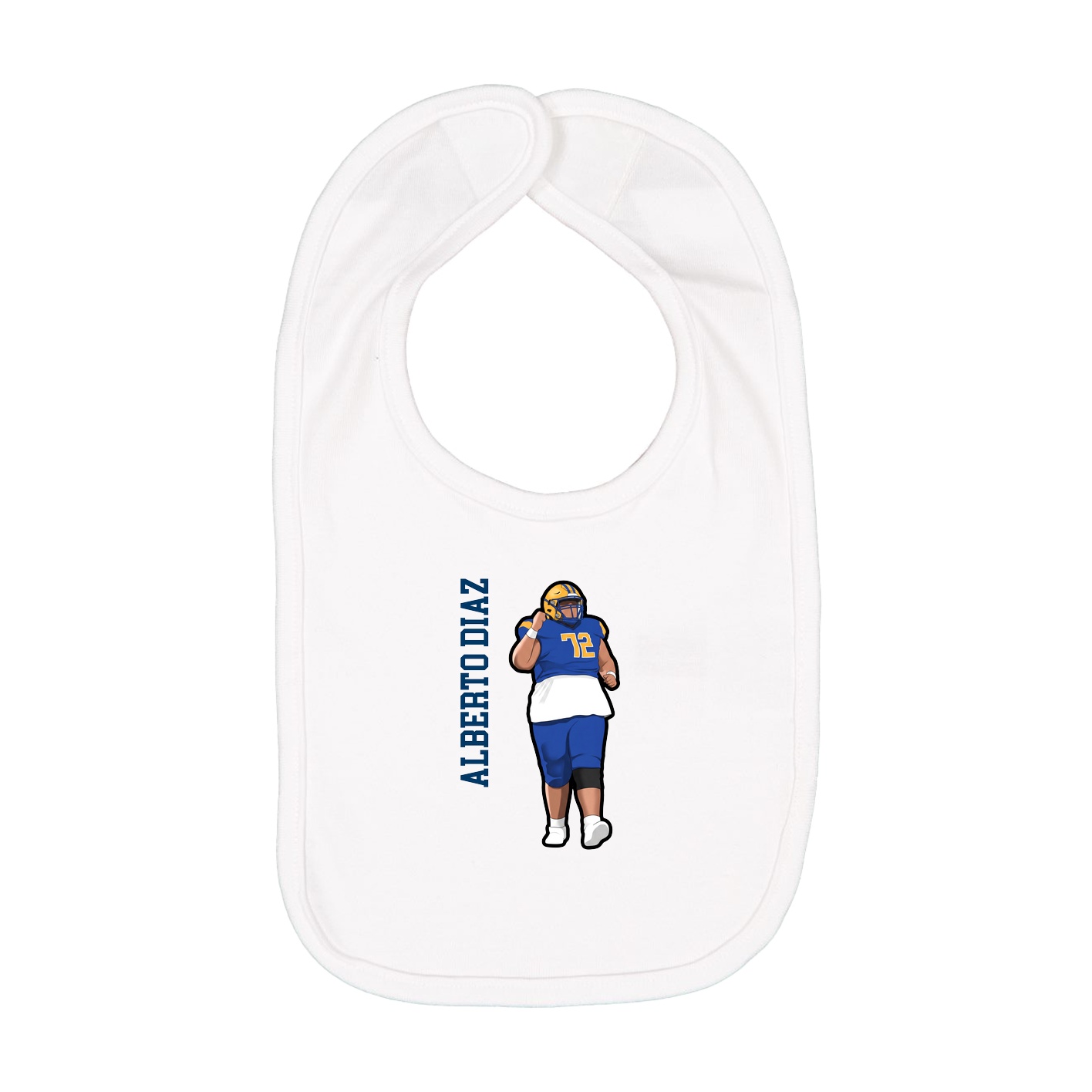 Infant Bib — Name Vertical in White