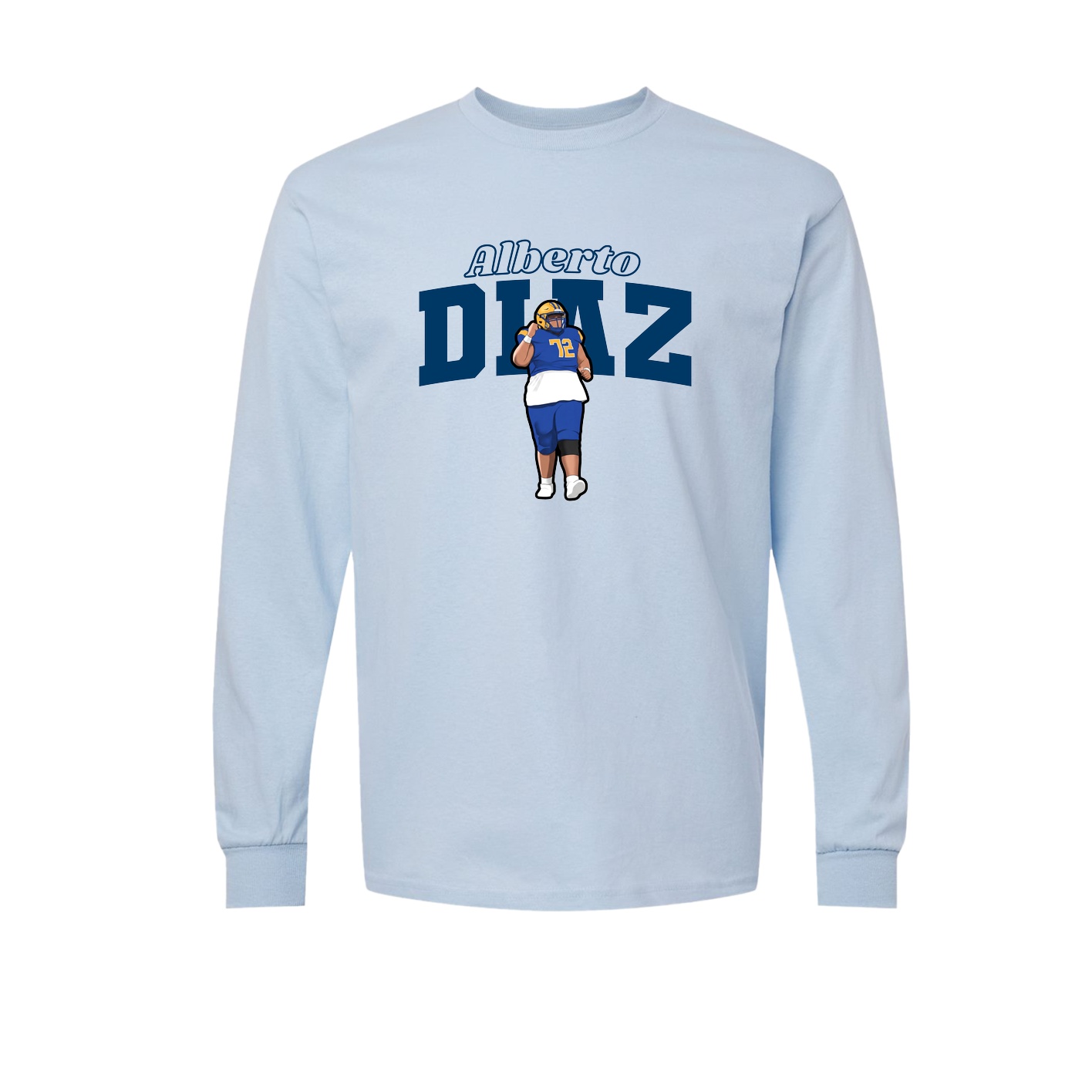 Long Sleeve Tee — Name Arch in Light Blue