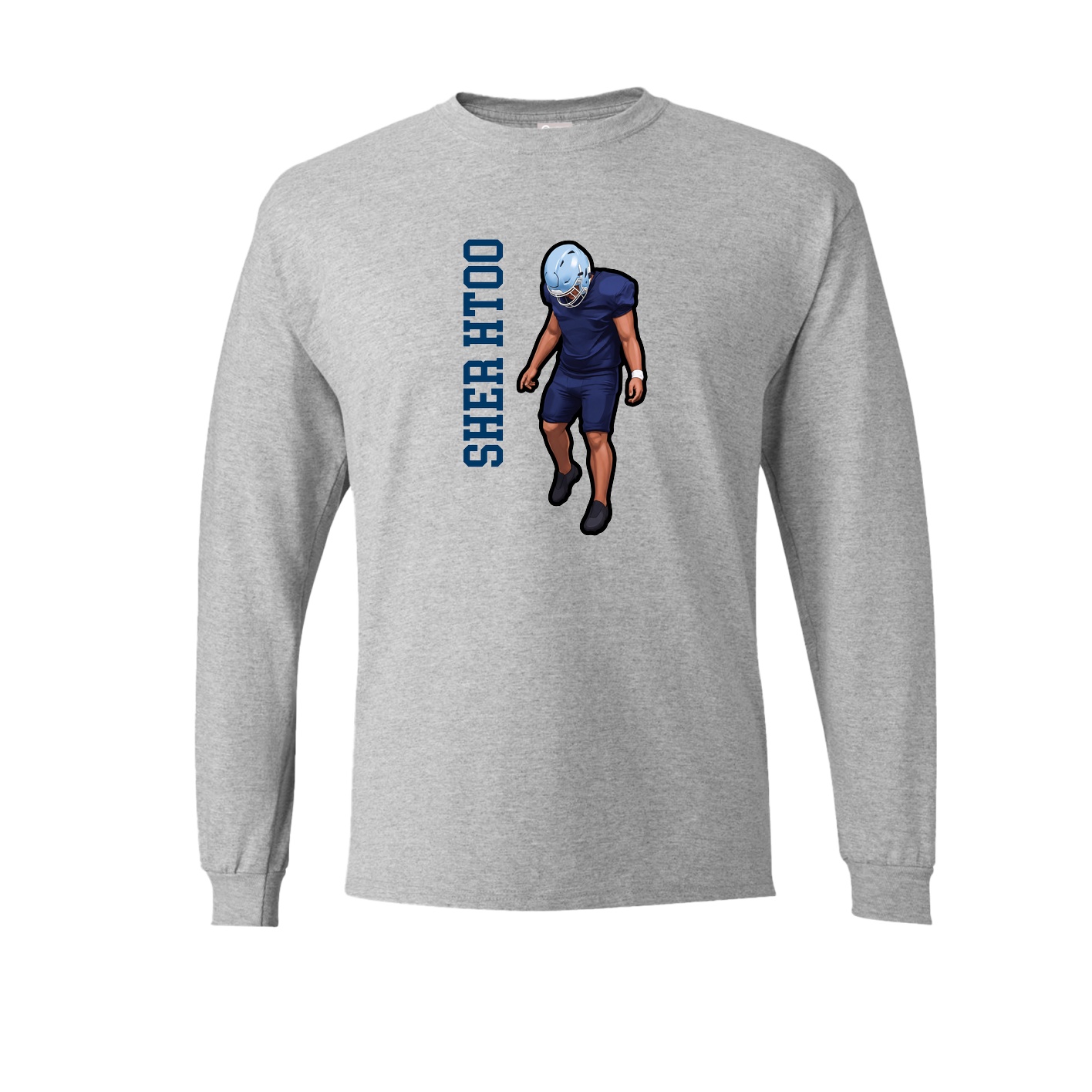 Long Sleeve Tee — Name Vertical in Grey