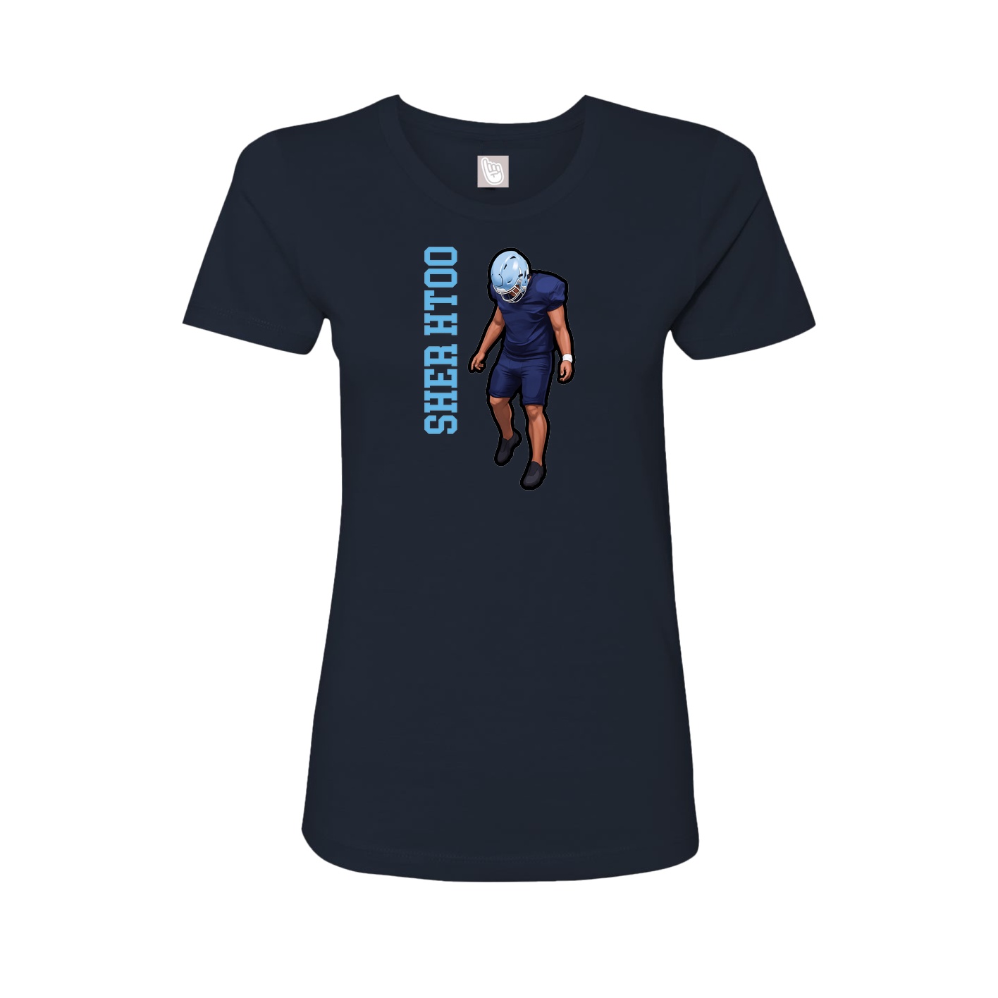 Fitted Women's Tee — Name Vertical in Navy