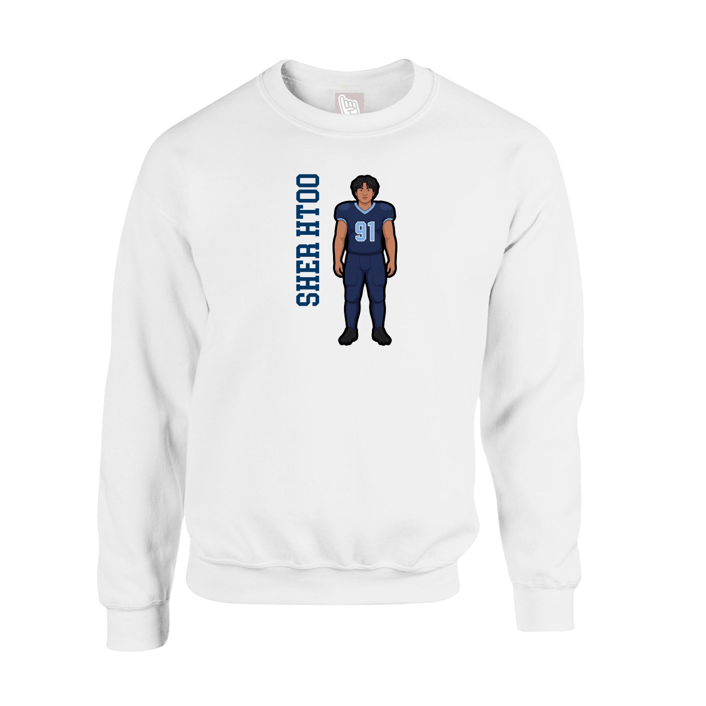 Fleece Crew — Name Vertical in White