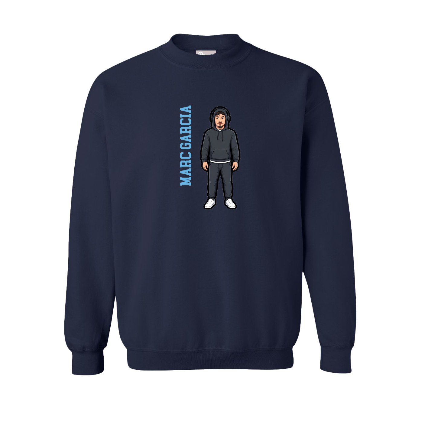 Fleece Crew — Name Vertical in Navy
