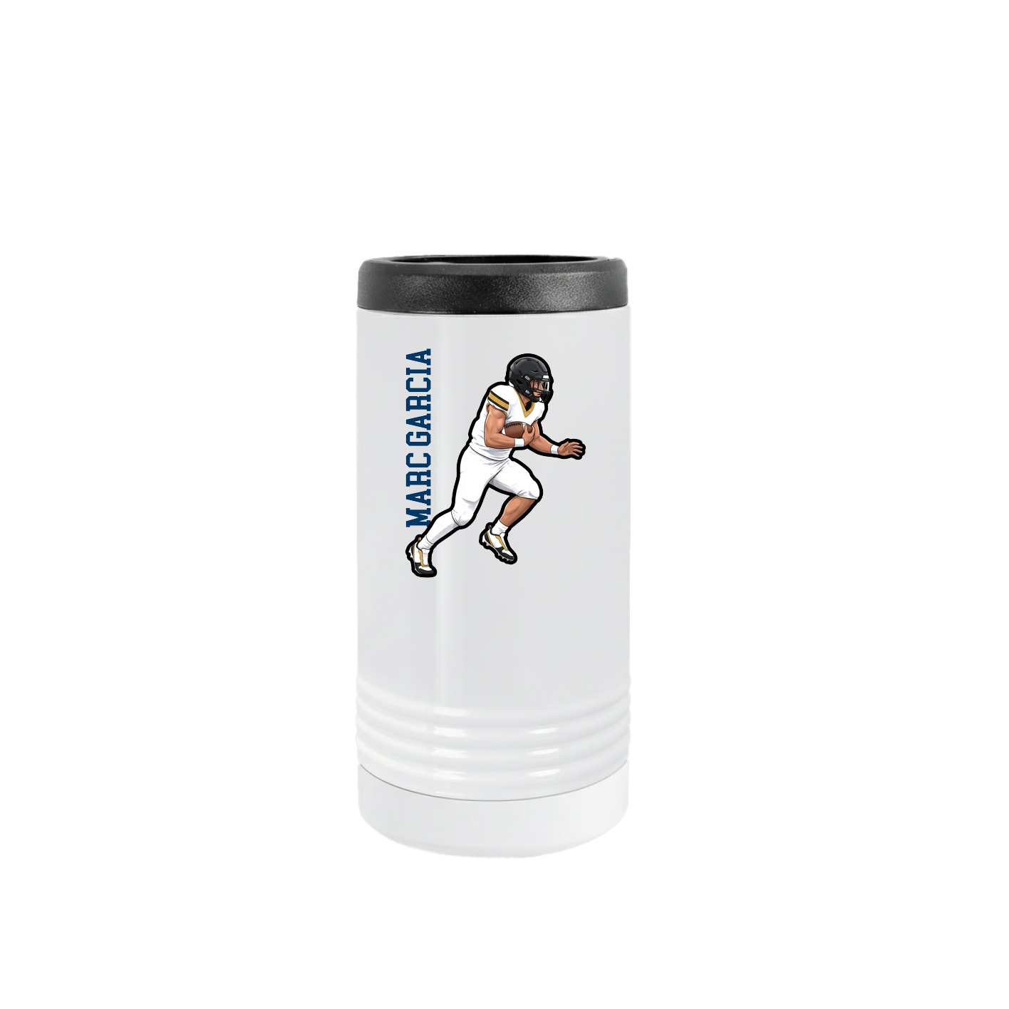 Slim Beverage Holder — Name Vertical in White
