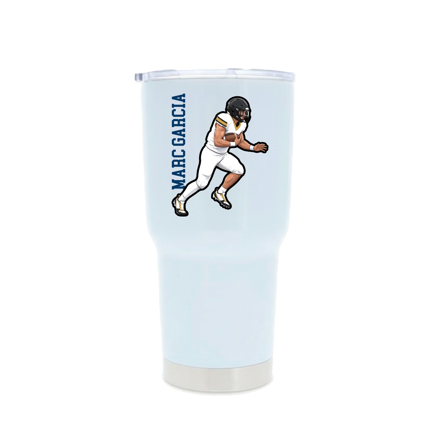 30oz Stainless Steel Tumbler — Name Vertical in White