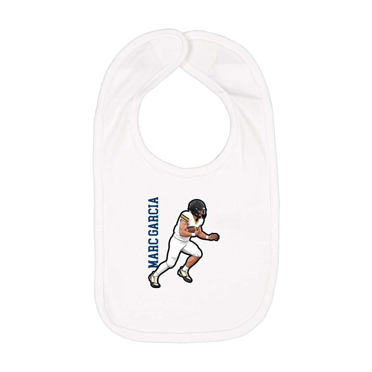 Infant Bib — Name Vertical in White