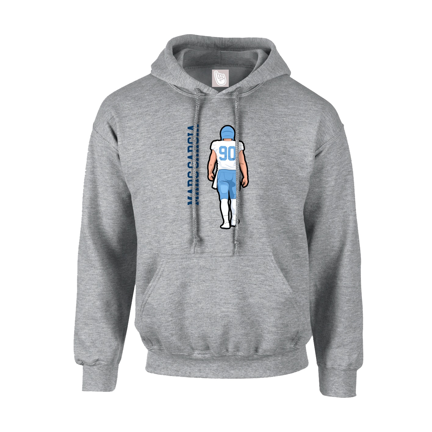 Youth Hoodie — Name Vertical in Grey