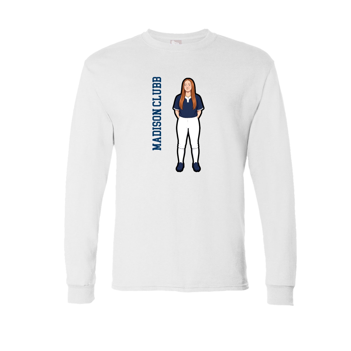Long Sleeve Tee — Name Vertical in White