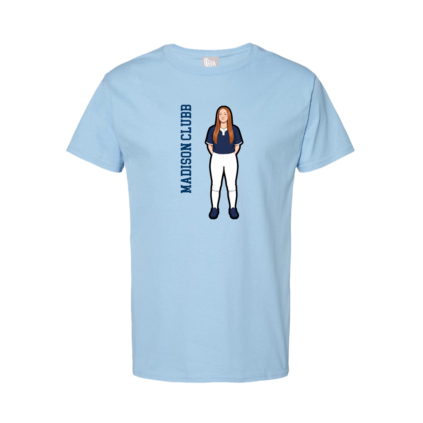 Youth Tee — Name Vertical in Light Blue