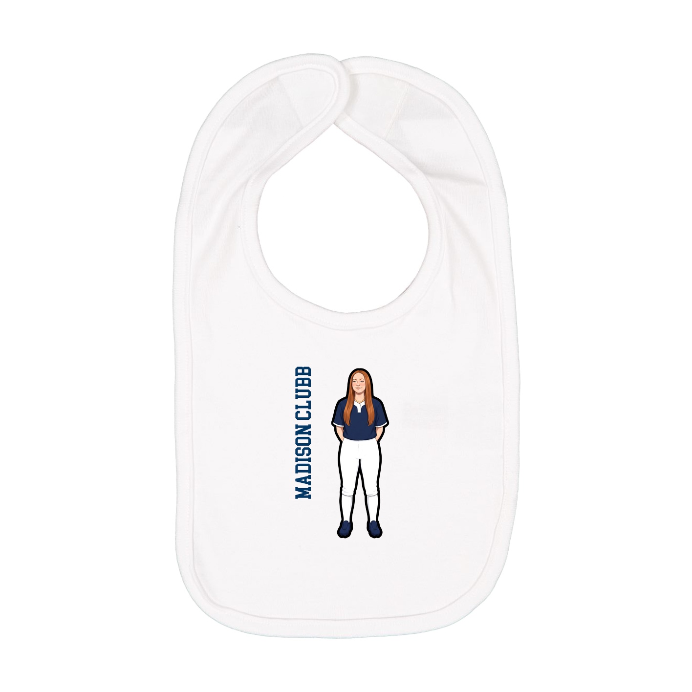 Infant Bib — Name Vertical in White