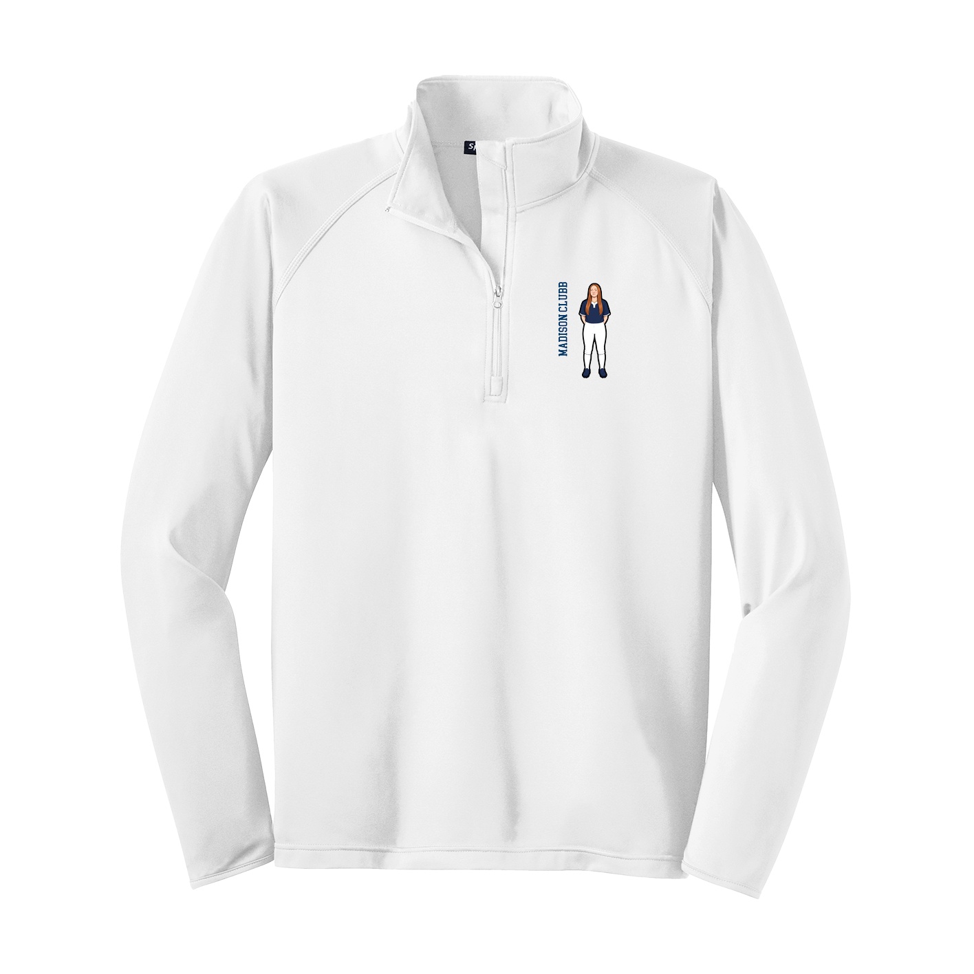 Q-Zip Pullover — Name Vertical in White