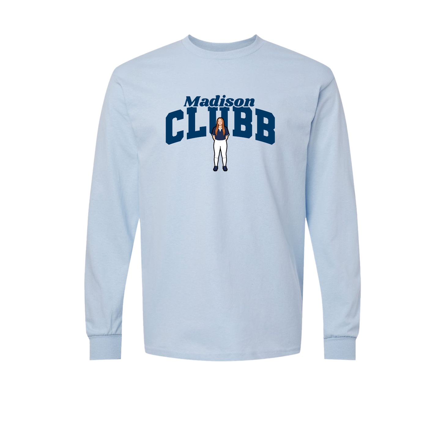 Long Sleeve Tee — Signature Arch in Light Blue