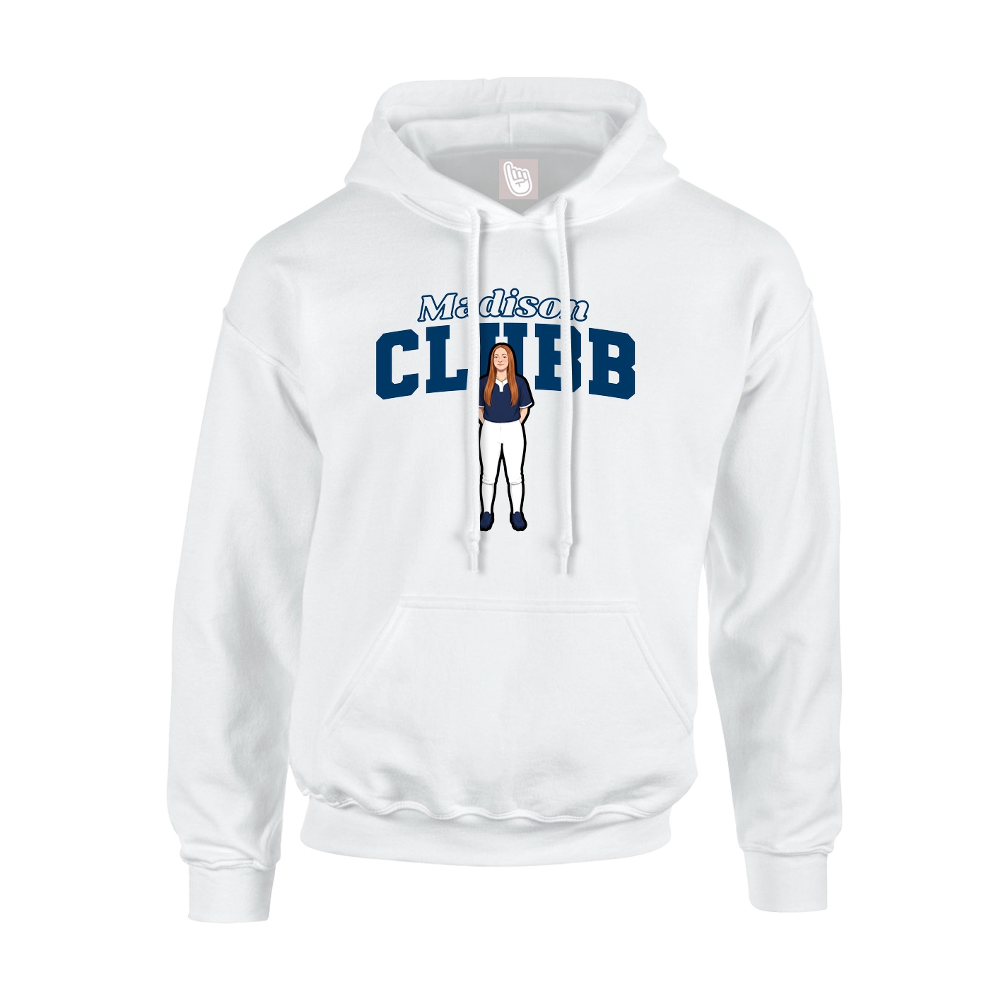 Youth Hoodie — Name Arch in White