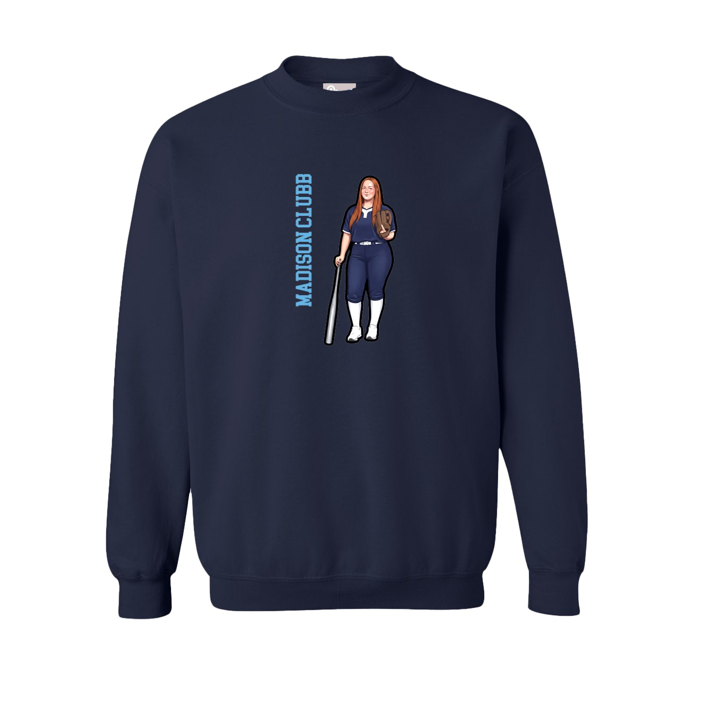 Fleece Crew — Name Vertical in Navy