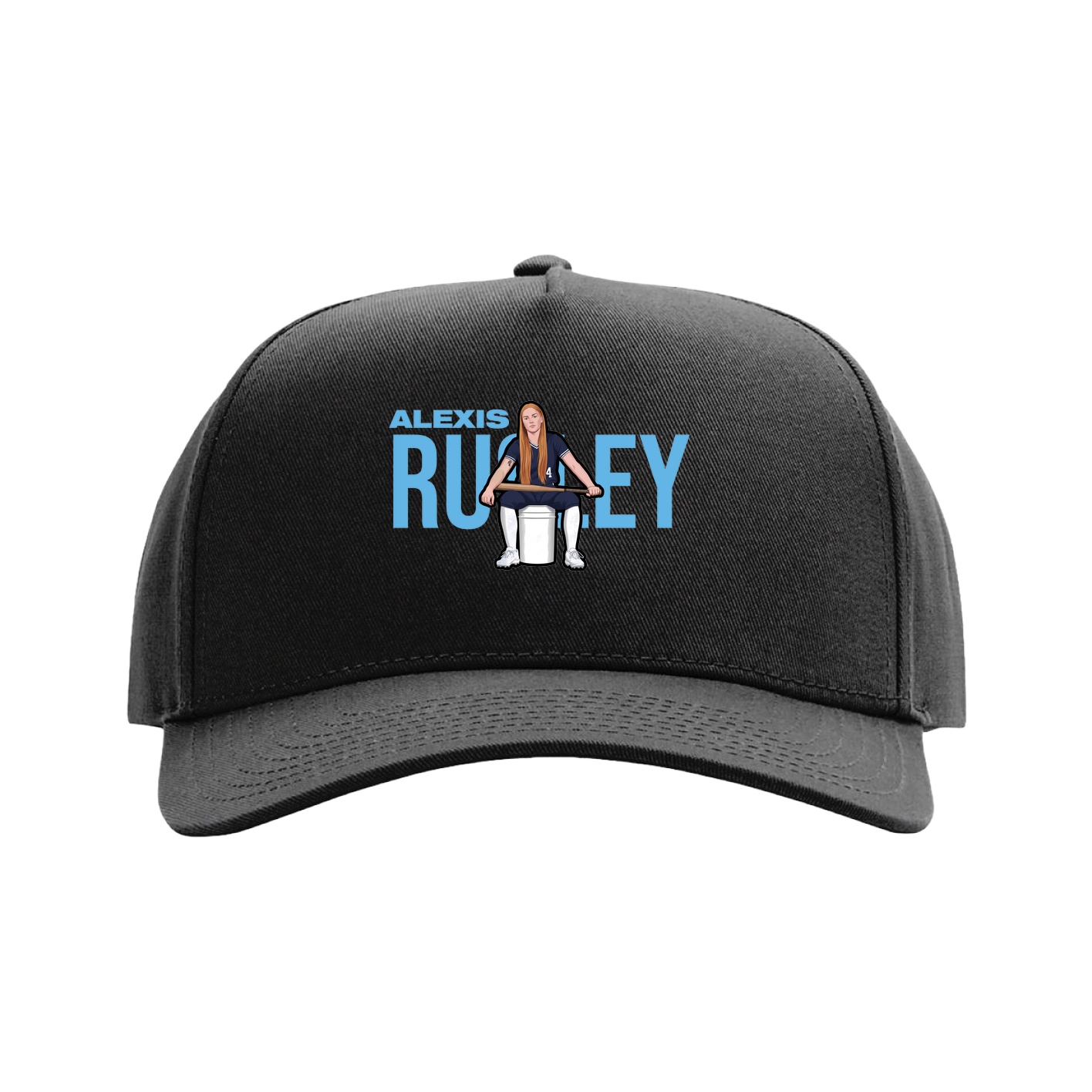 Full Fabric Five-Panel Champ Cap — Player Name in Black