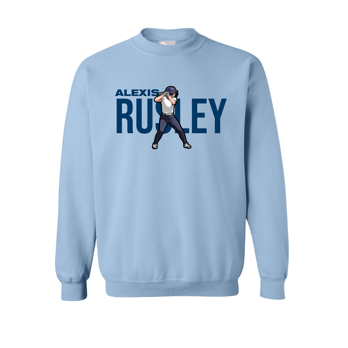 Fleece Crew — Player Name in Light Blue