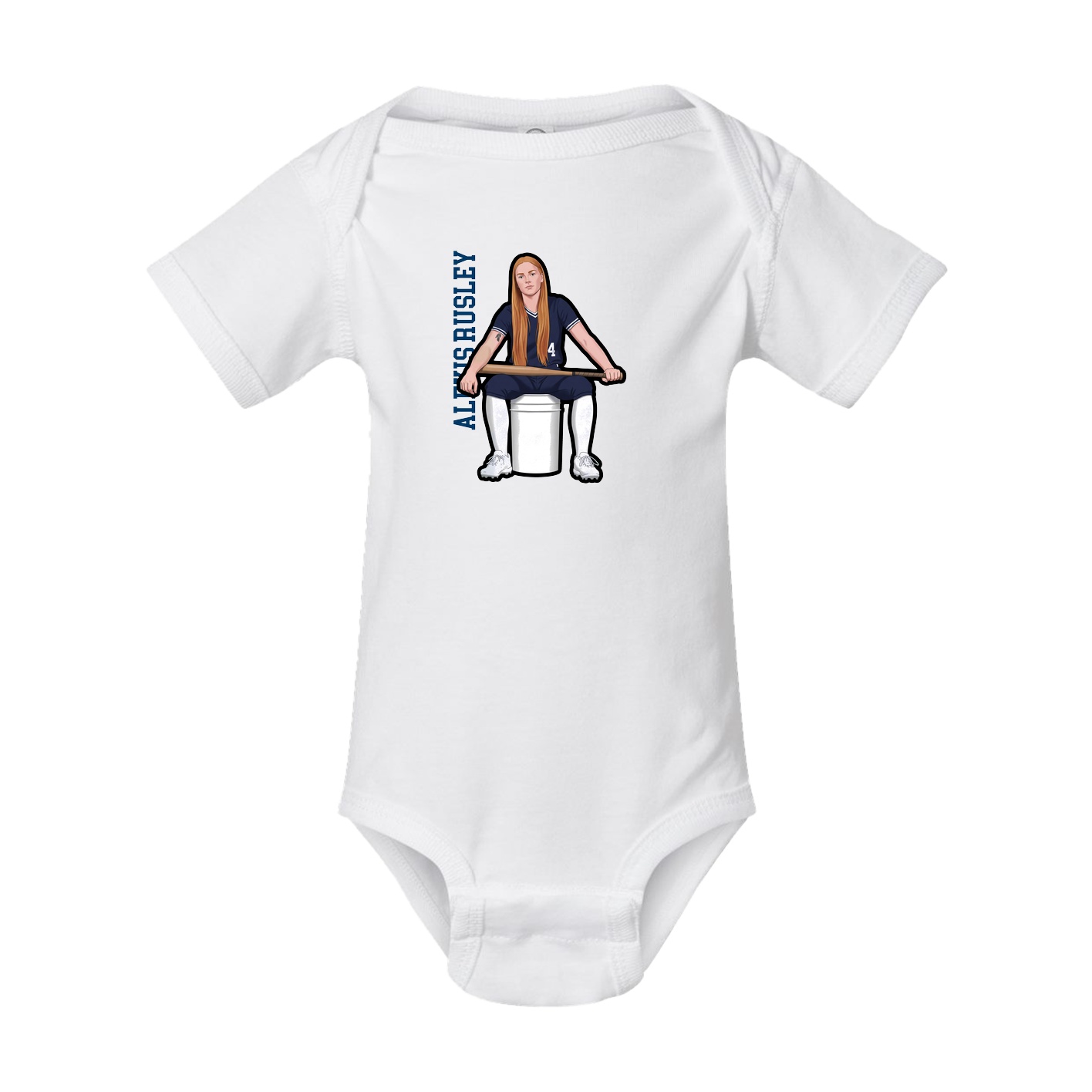 Baby Onesie — Name Vertical in White