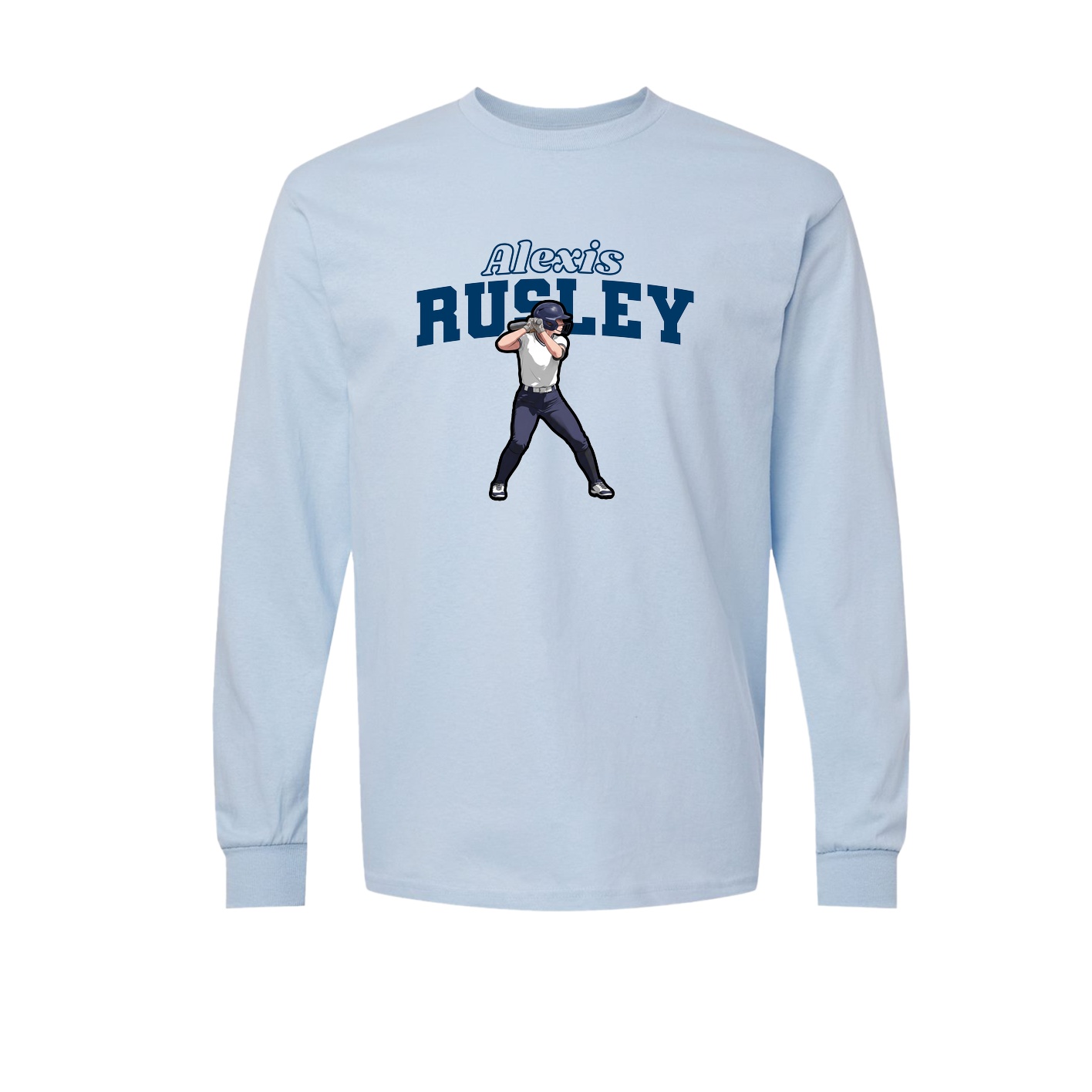 Long Sleeve Tee — Name Arch in Light Blue