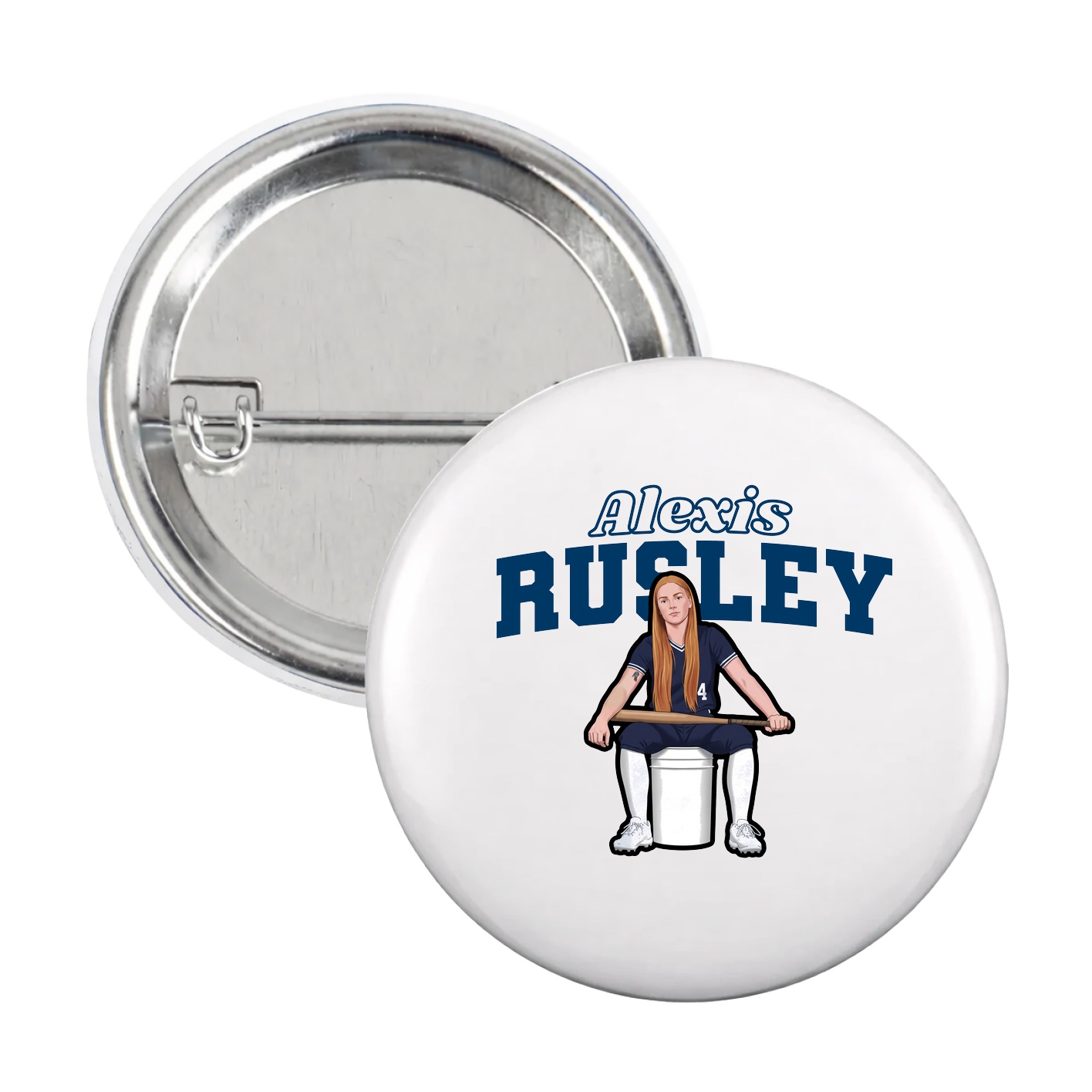 Game Day Button — Name Arch in White