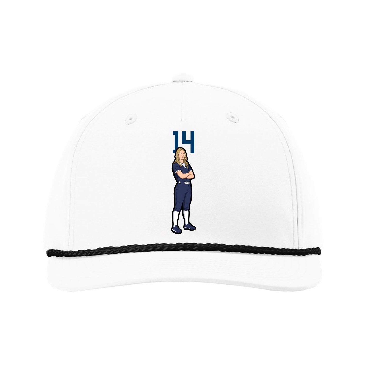 Five-Panel Classic Rope Cap — Number Top in White