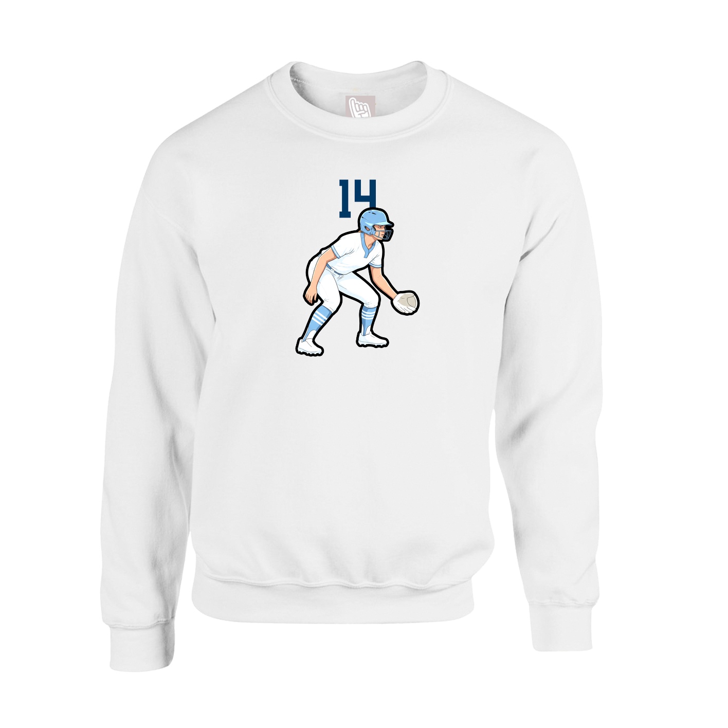 Fleece Crew — Number Top in White