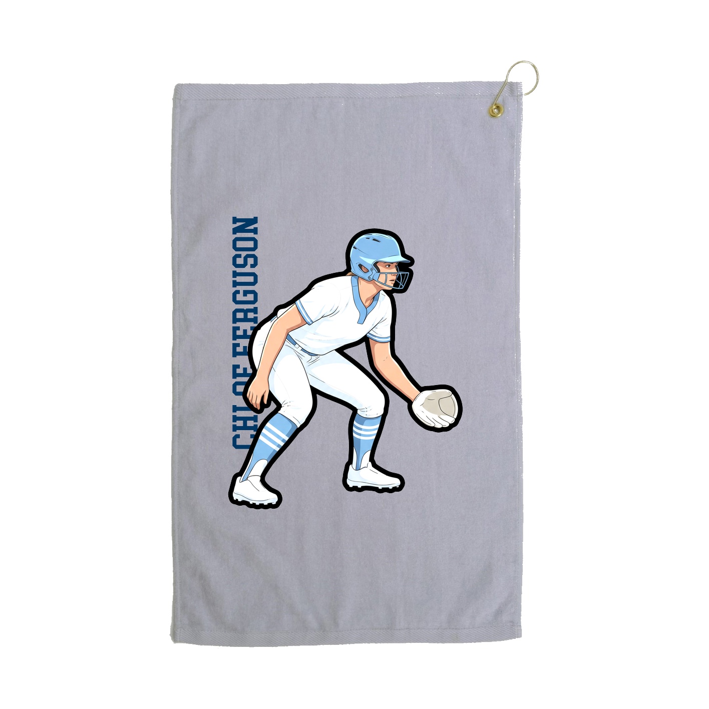 Golf Towel — Name Vertical in Grey