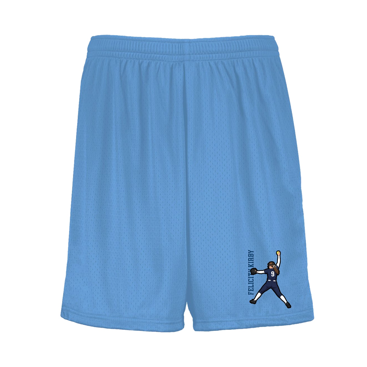 Shorts — Name Vertical in Light Blue