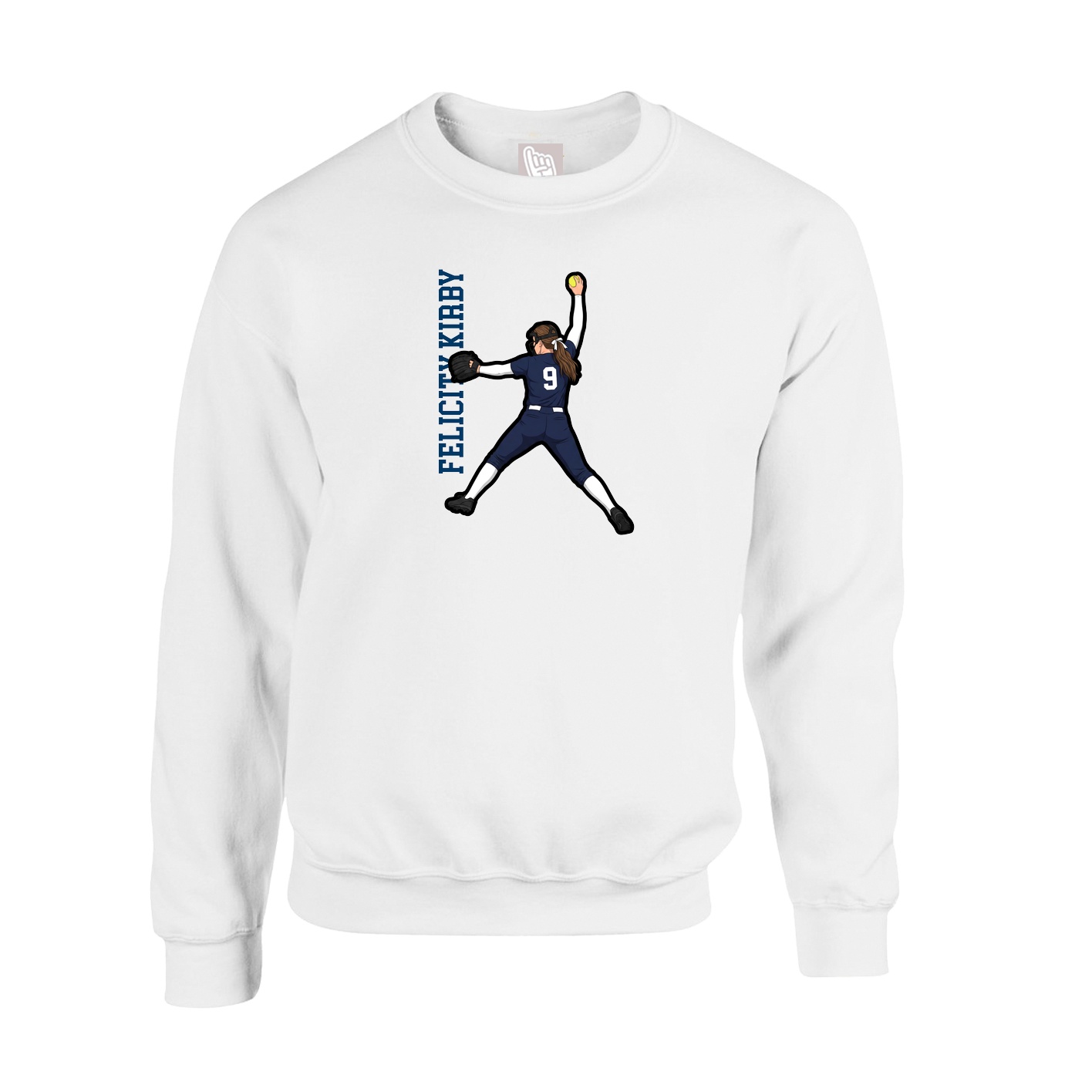 Fleece Crew — Name Vertical in White