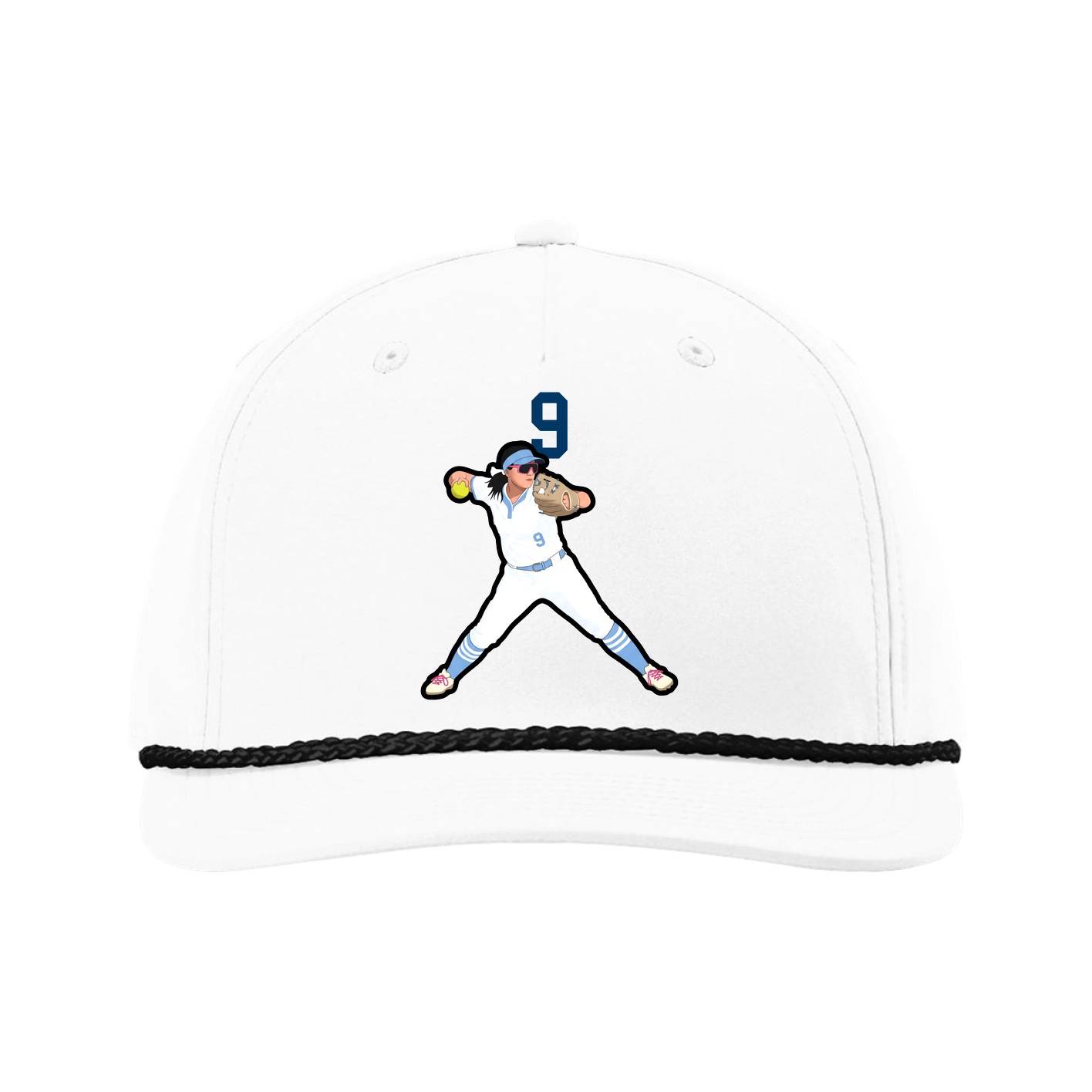 Five-Panel Classic Rope Cap — Number Top in White