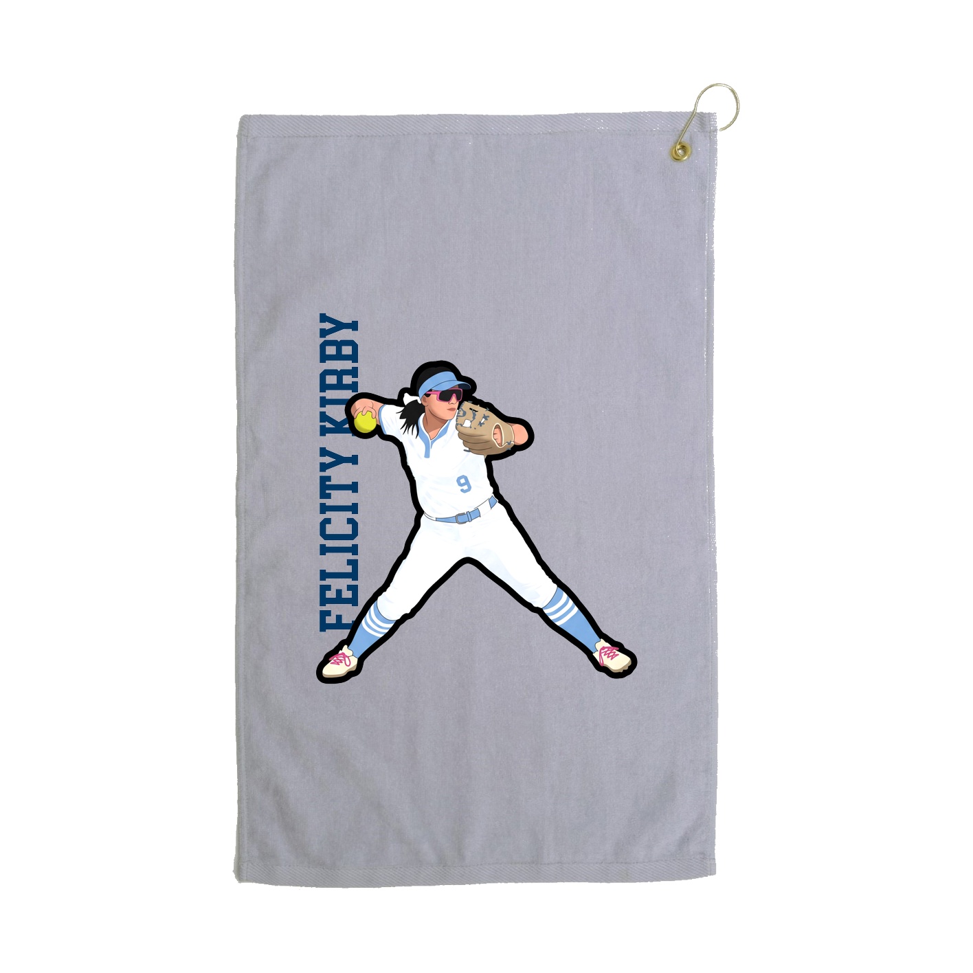 Golf Towel — Name Vertical in Grey