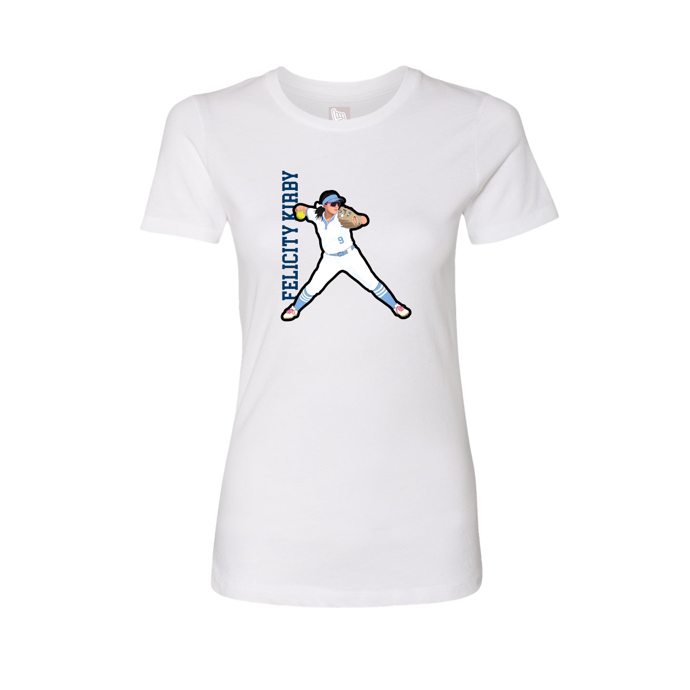 Womens Tee — Name Vertical in White
